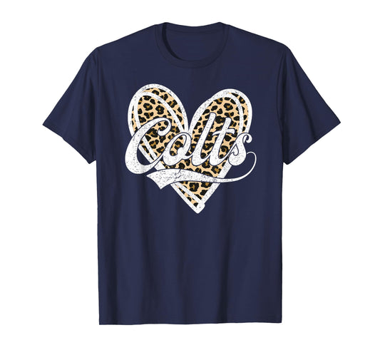 Colts Heart Leopard Name Vintage Retro Girl Men Women Kids T-Shirt