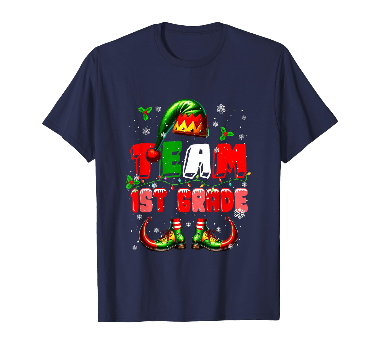 Team 1st Grade Christmas Elf Costume Teachers Students Kids T-Shirt