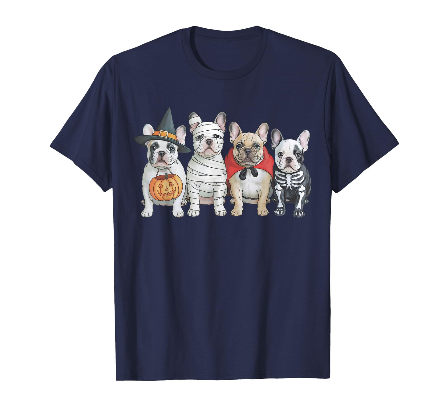Cute French Bulldog Witch Mummy Halloween Pumpkin Dog Spooky T-Shirt