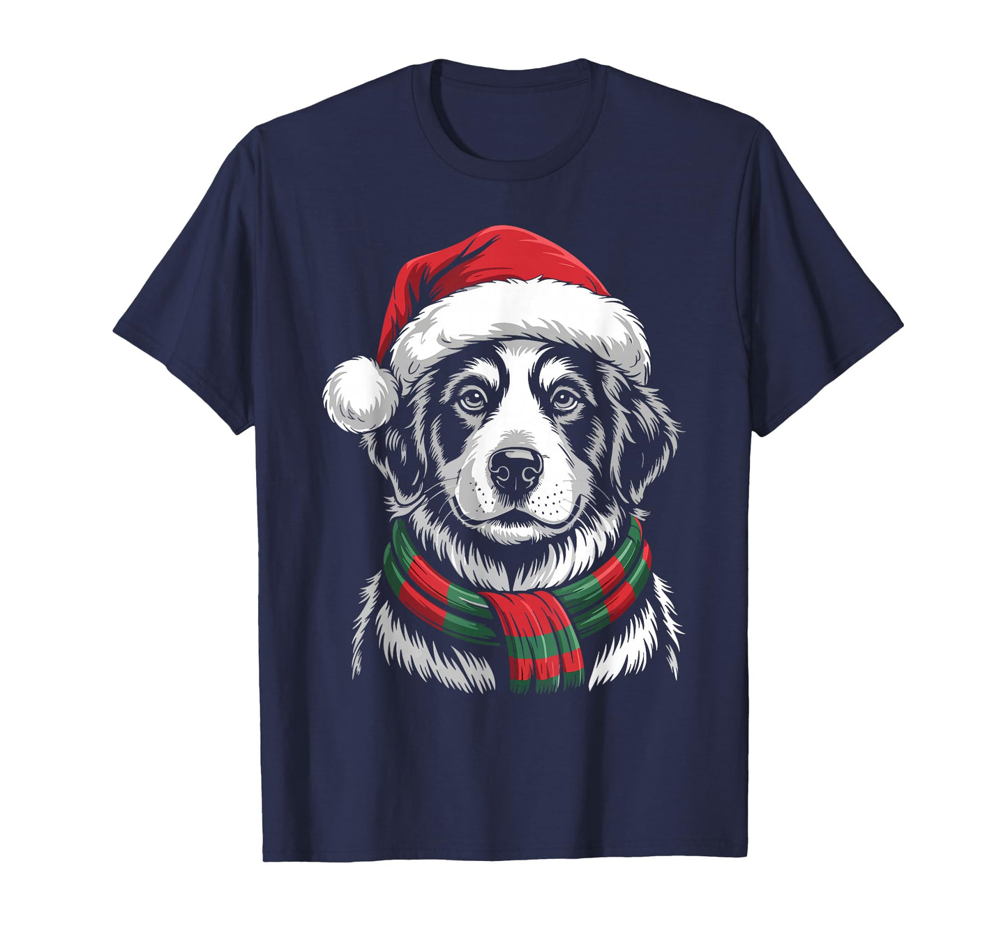 Great Pyrenees Dog Xmas Santa Hat Scarf Christmas Costume T-Shirt