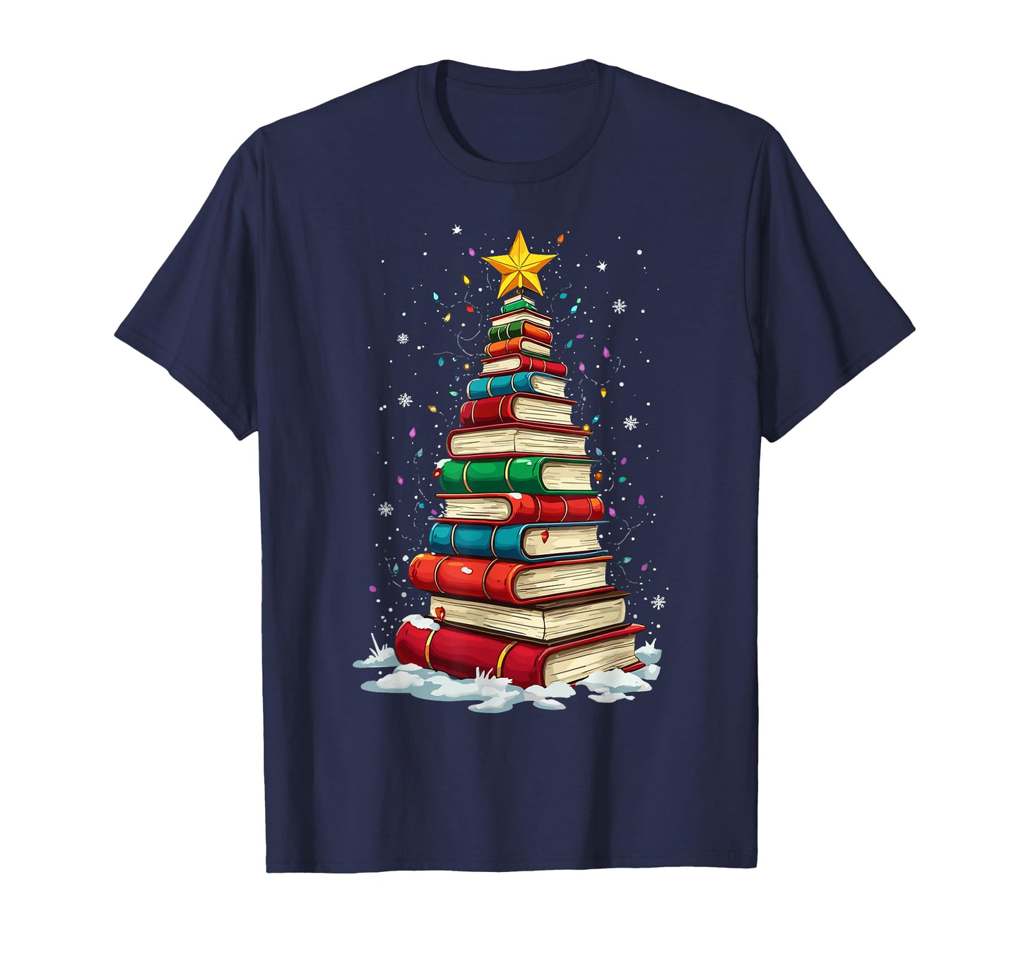 Book Christmas Tree Book Lover Teacher Librarian T-Shirt