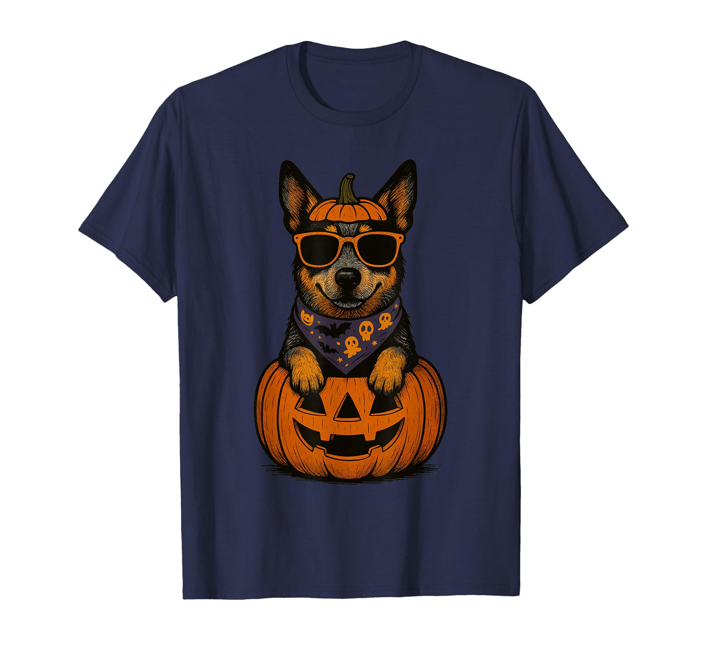 Spooky Blue Heeler Pumpkin Halloween Dog Lover T-Shirt