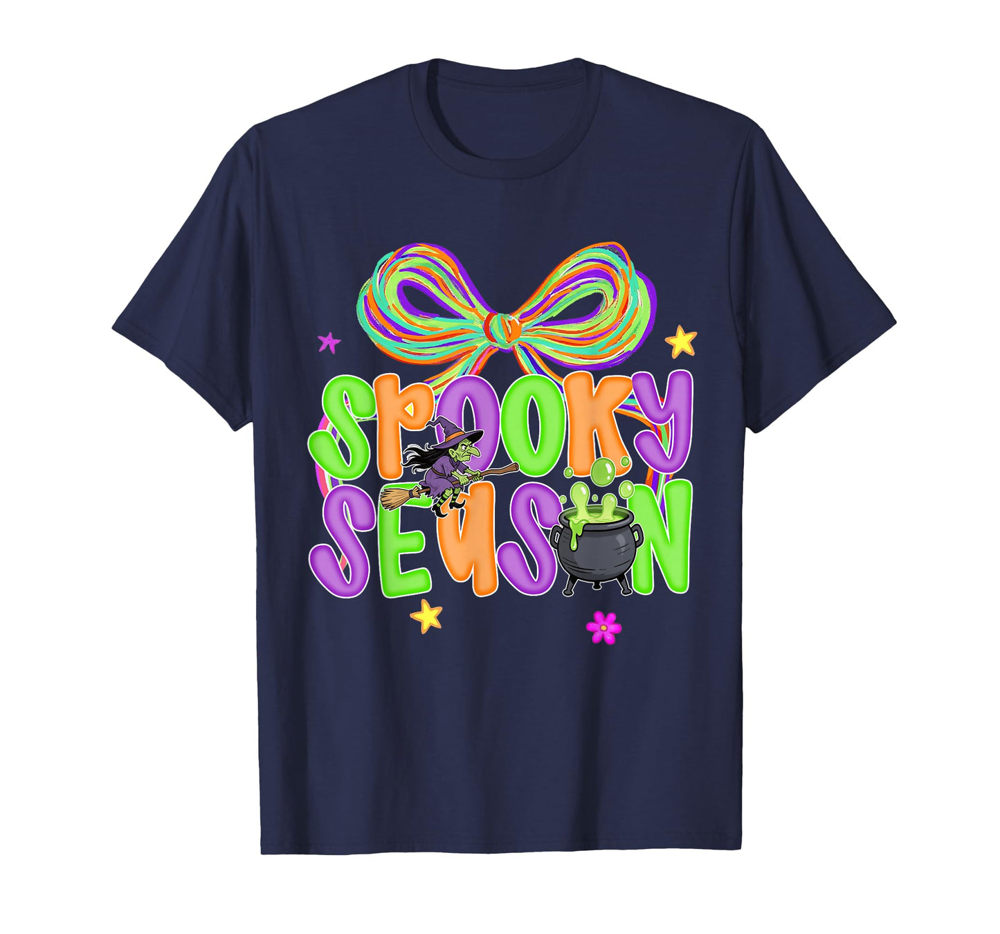 Spooky Season Halloween Witch Fall Coquette Bow Scary Night T-Shirt
