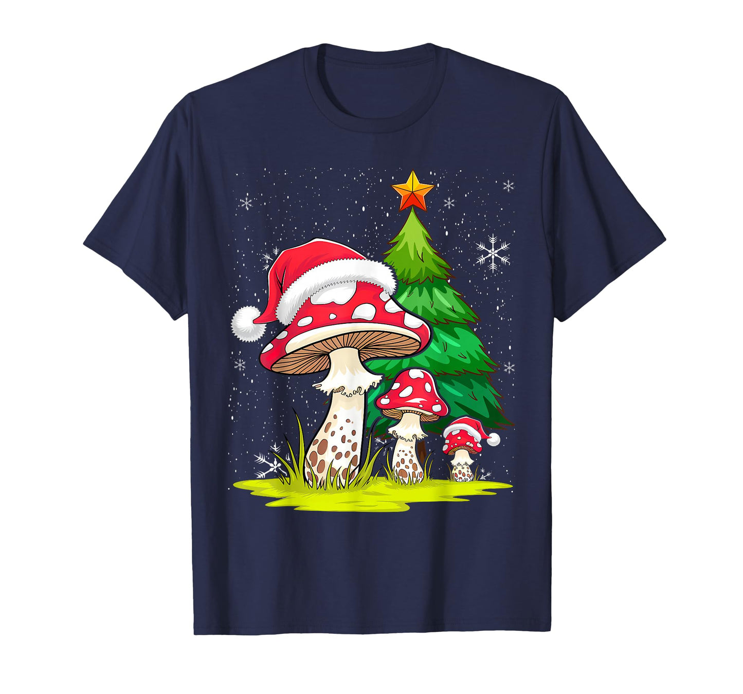 Santa Hat Mushroom Christmas T-Shirt