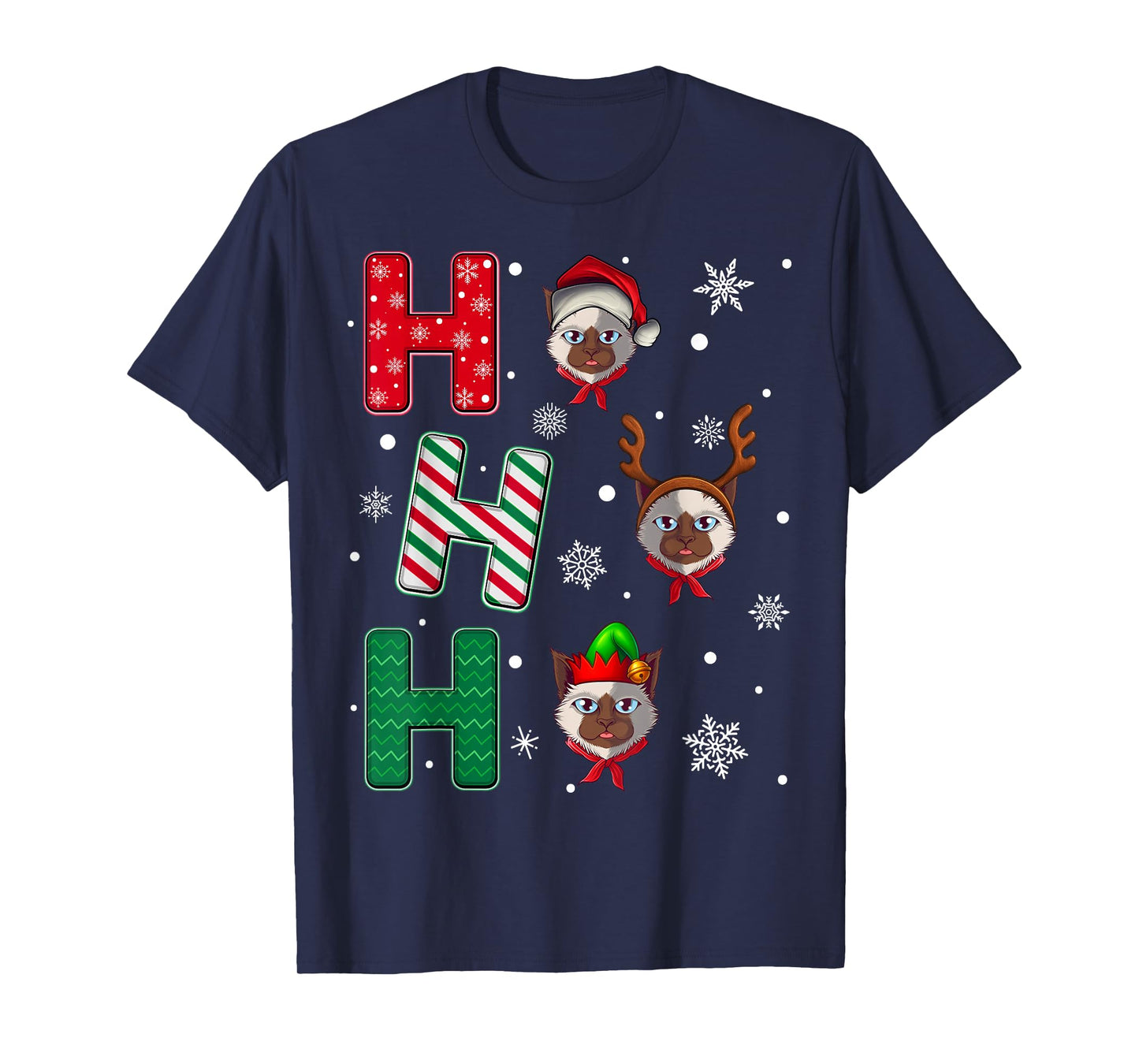 Ho Ho Ho Ragdoll Cat Animal Matching Santa Elf Xmas T-Shirt