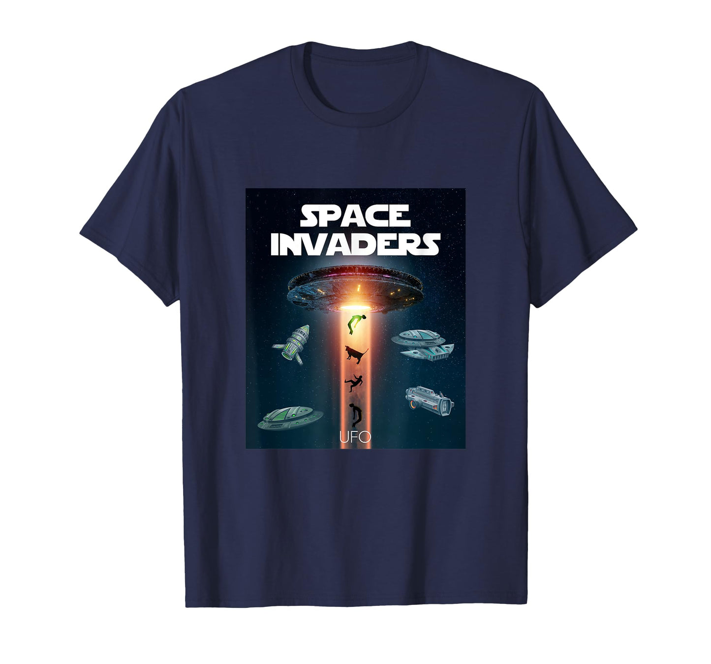 Space Invaders With UFO Aliens Spacecrafts Graphic Designs T-Shirt
