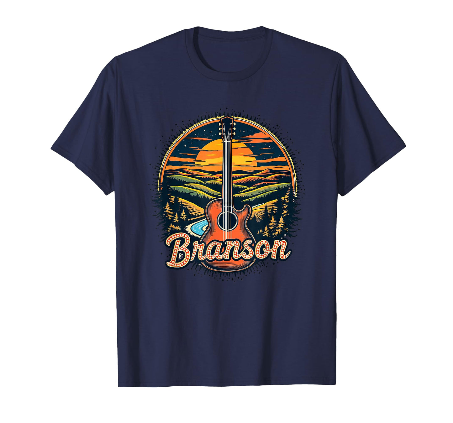 Vintage Branson Missouri Sunset Nature Cityscape Retro T-Shirt
