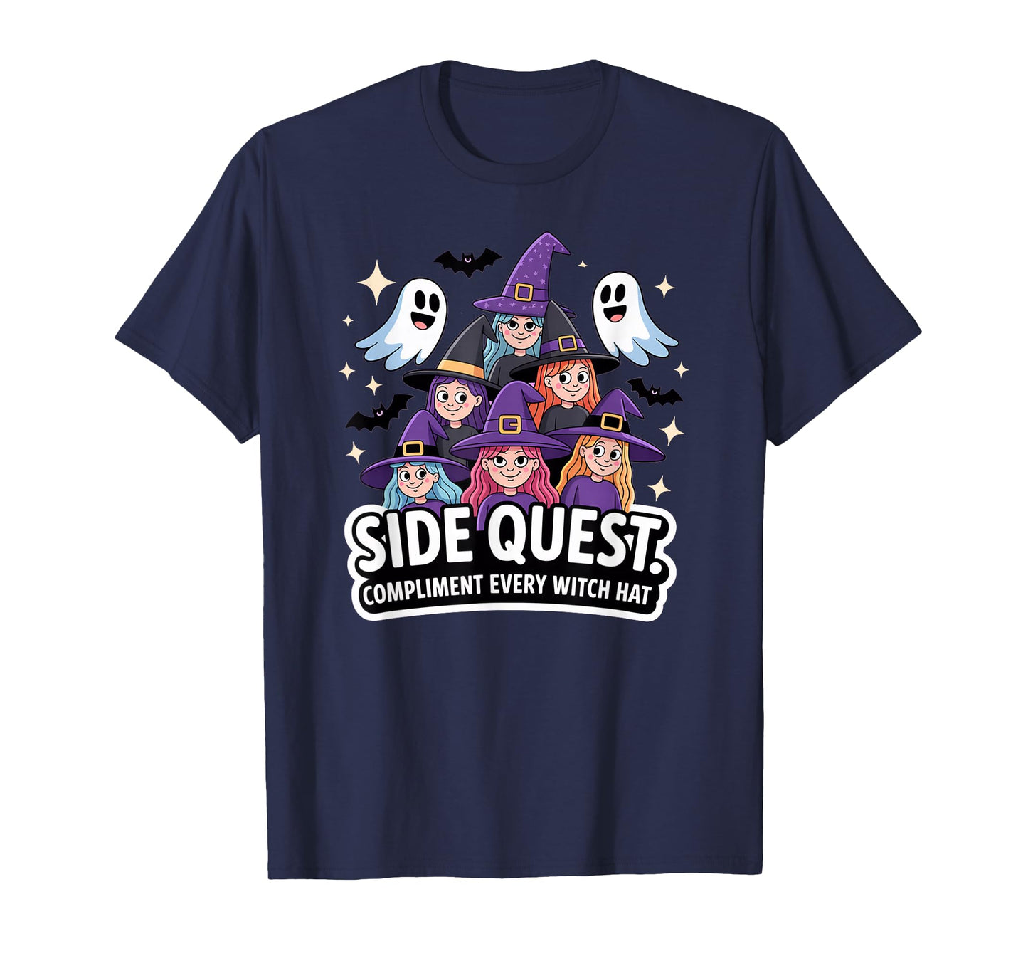 Side Quest: Compliment Witch hat, Funny Side Quest Halloween T-Shirt