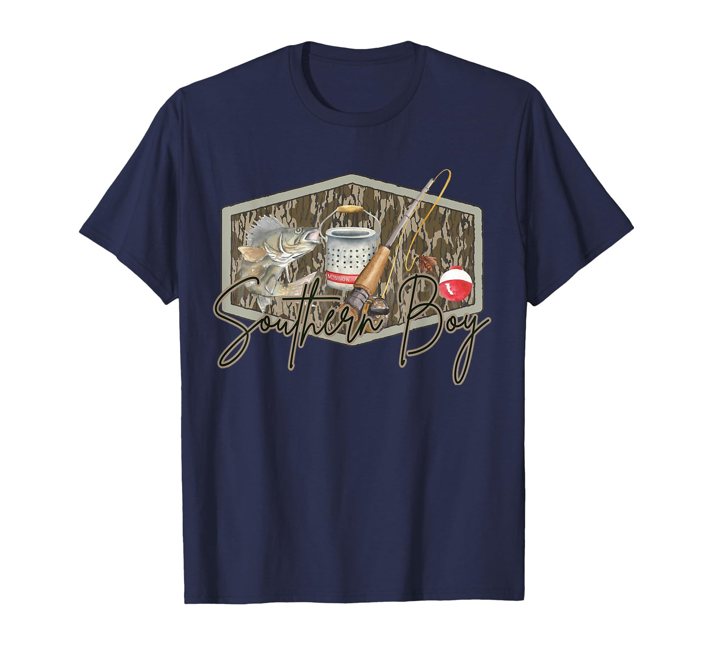 Southern Boy Fishing Camouflage Old Camo Southern Vibes T-Shirt