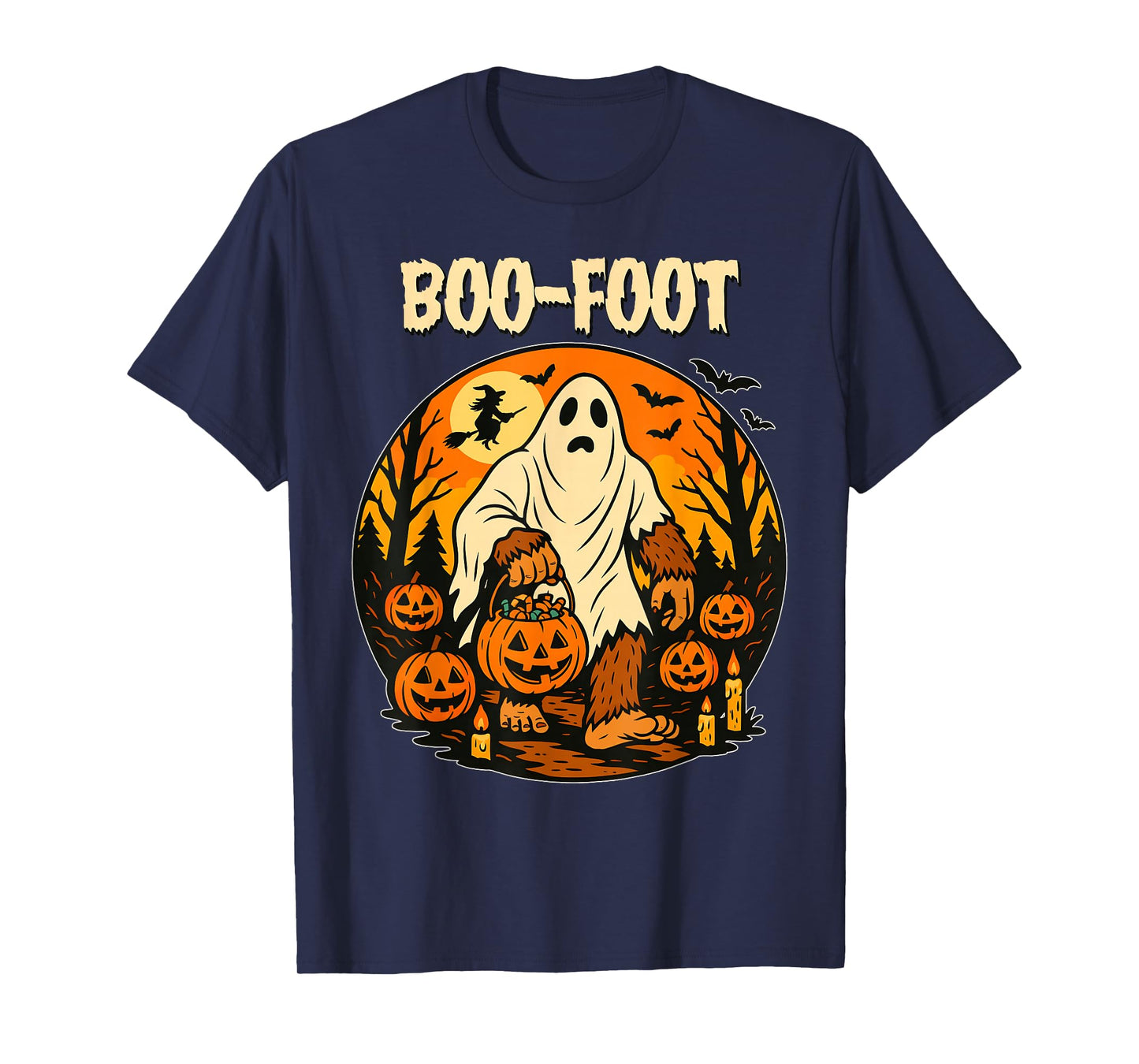 Boo Foot Halloween Funny Jack O Lantern Bigfoot Halloween T-Shirt