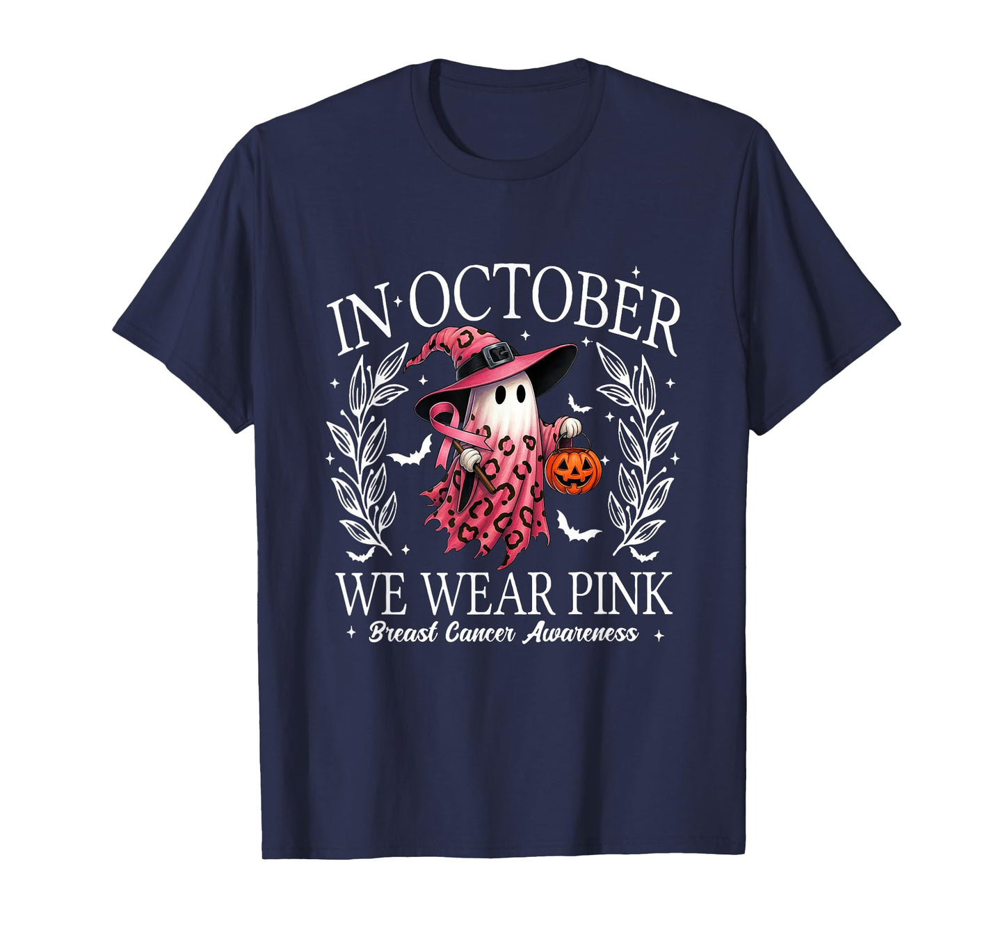 in October We Wear Pink Shirt, Breast Cancer Ghost Tee T-Shirt