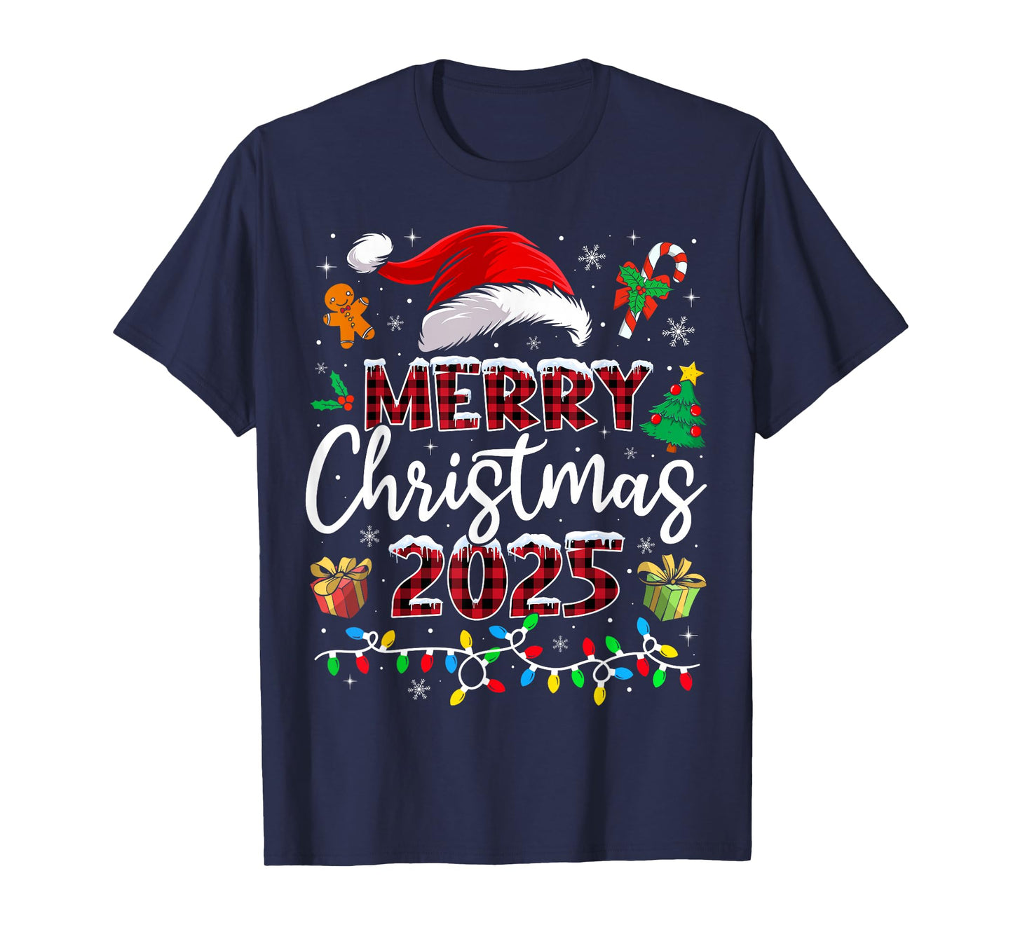 Merry Christmas 2025 Santa Elf Funny Family Matching Pajamas T-Shirt