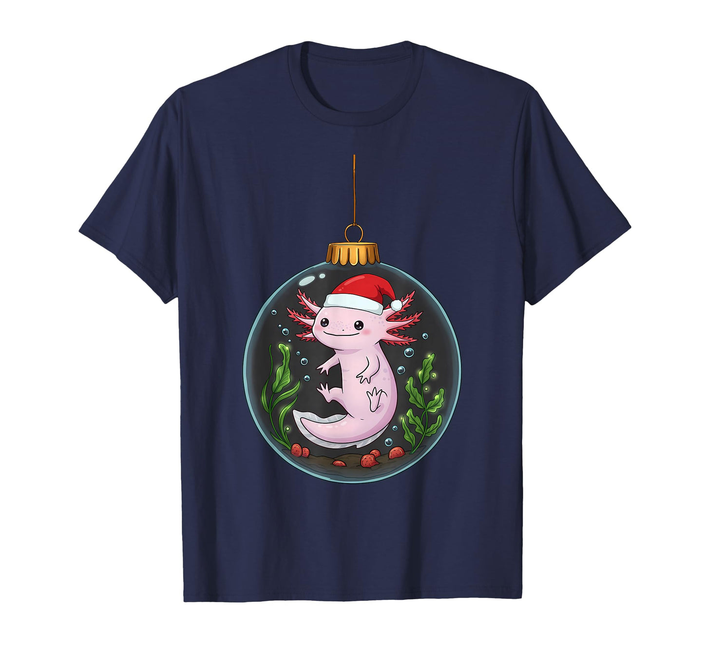 Merry Axolotl Christmas Bauble: Adorable Holiday Cheer T-Shirt