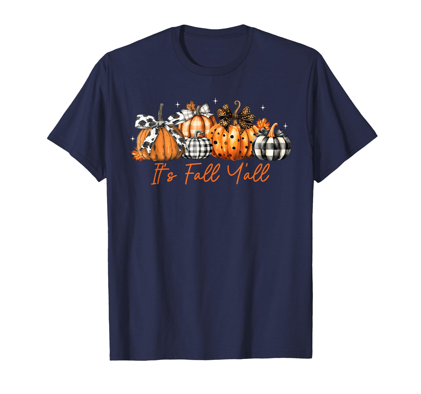 It's Fall Y'all Leopard Pumpkins Plaid Pumpkin Autumn Season T-Shirt