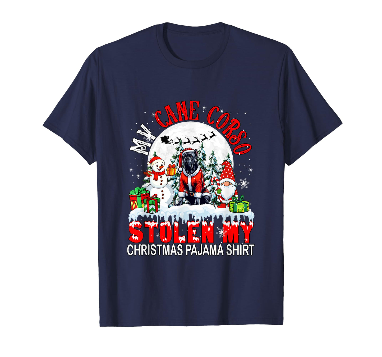 My Cane Corso Stolen My Christmas Pajama Shirt Santa Dog T-Shirt