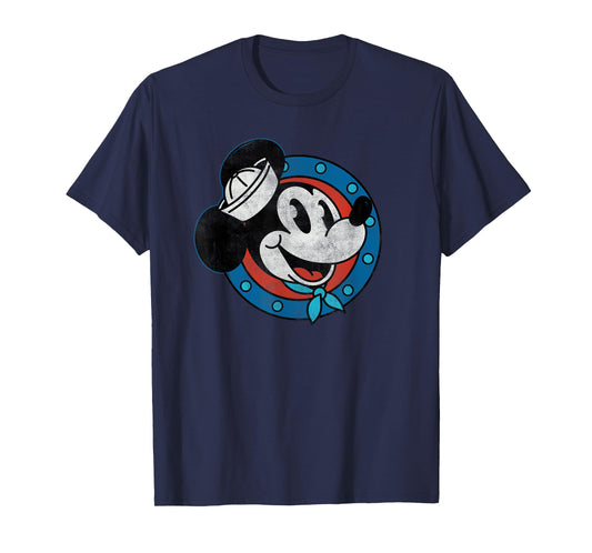 Disney Cruise Sailor Mickey Mouse Distressed Retro Vintage T-Shirt