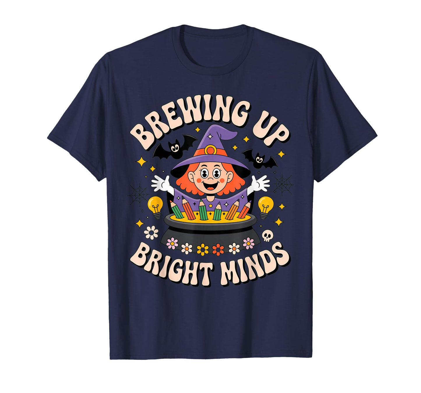 Brewing Up Bright Minds Teacher Halloween Witch T-Shirt
