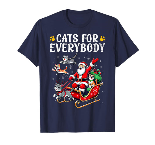 Cats For Everybody Christmas Cat Funny Xmas Men Women Santa T-Shirt