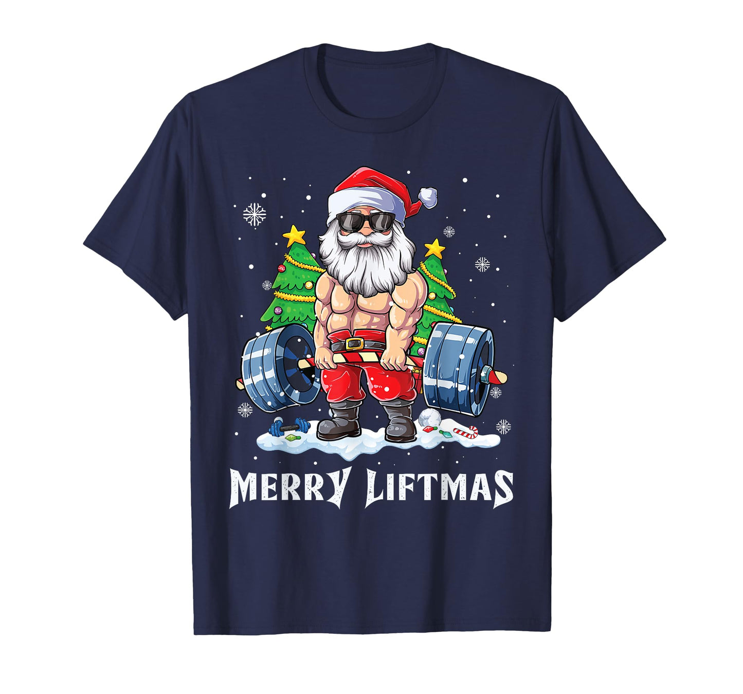 Merry Liftmas Funny Santa Claus Gym Fitness Weightlifting T-Shirt