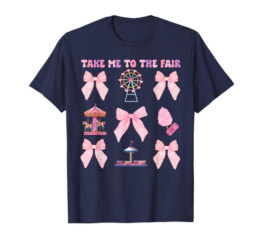 Take Me To The Fair Ferris Wheel Pink Bow T-Shirt
