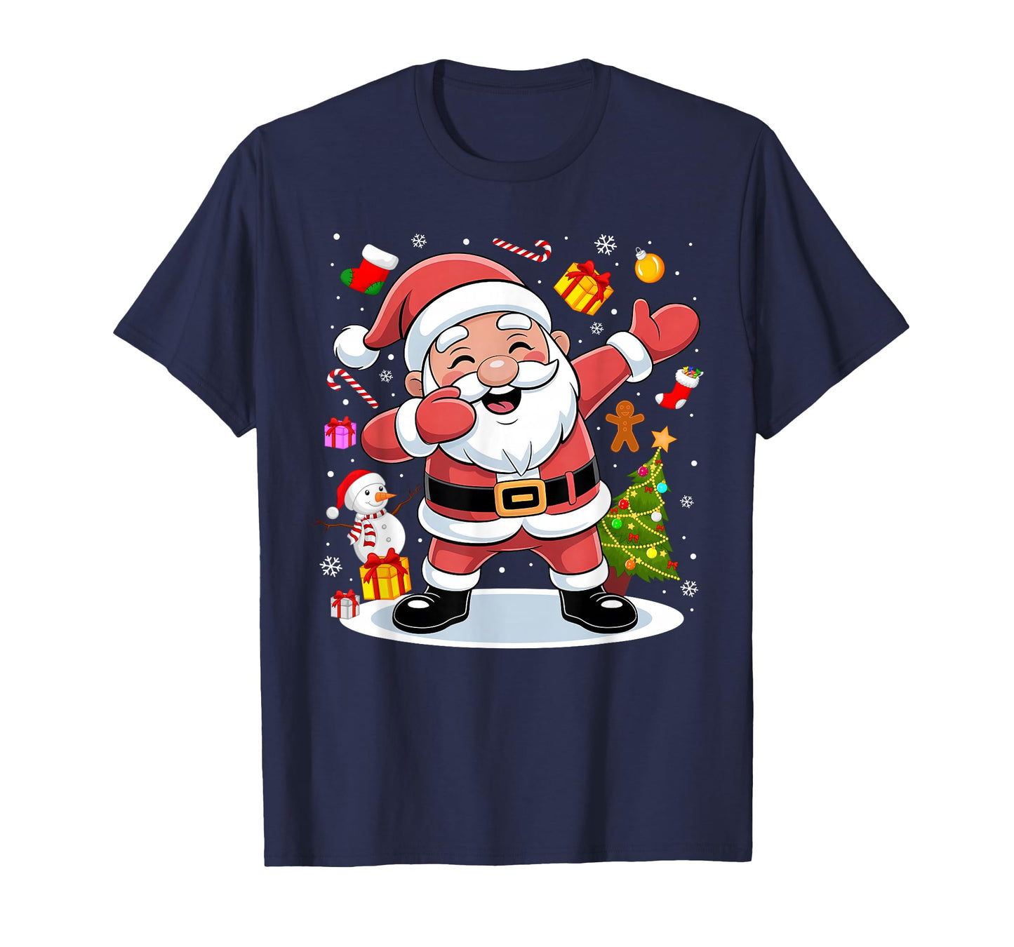 Dabbing Santa Claus Christmas Tree Lights Boys Kids Dab Xmas T-Shirt
