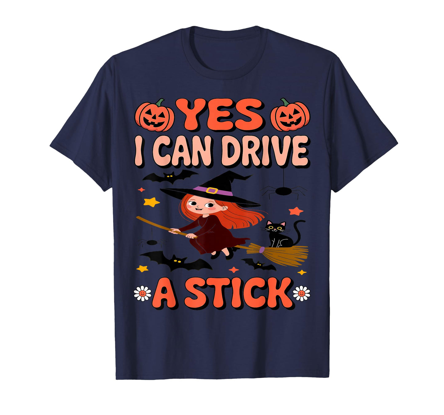 Yes I Can Drive A Stick Funny Halloween Kids Witch Apparel T-Shirt