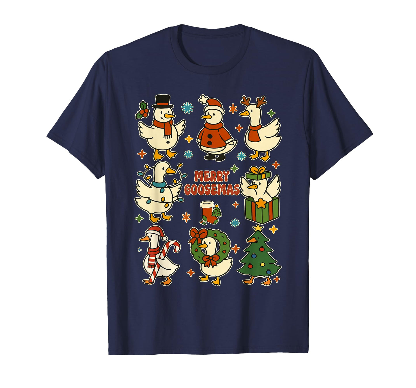 Merry Goosemas Funny Christmas Duck Silly Goose Memes T-Shirt