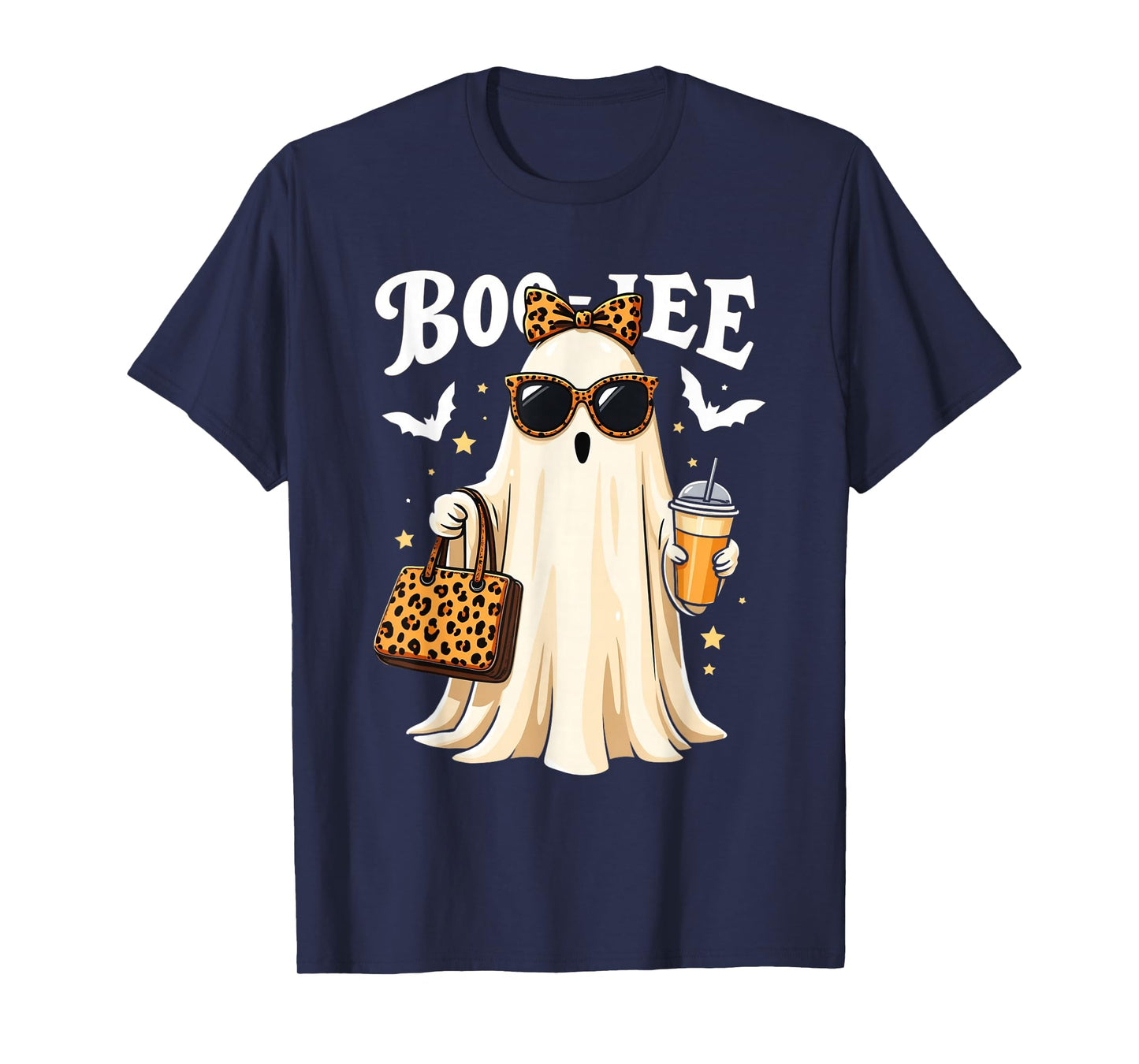 Coquette Leopard Ghost Coffee Boo-JEE Halloween Boujee Ghost T-Shirt