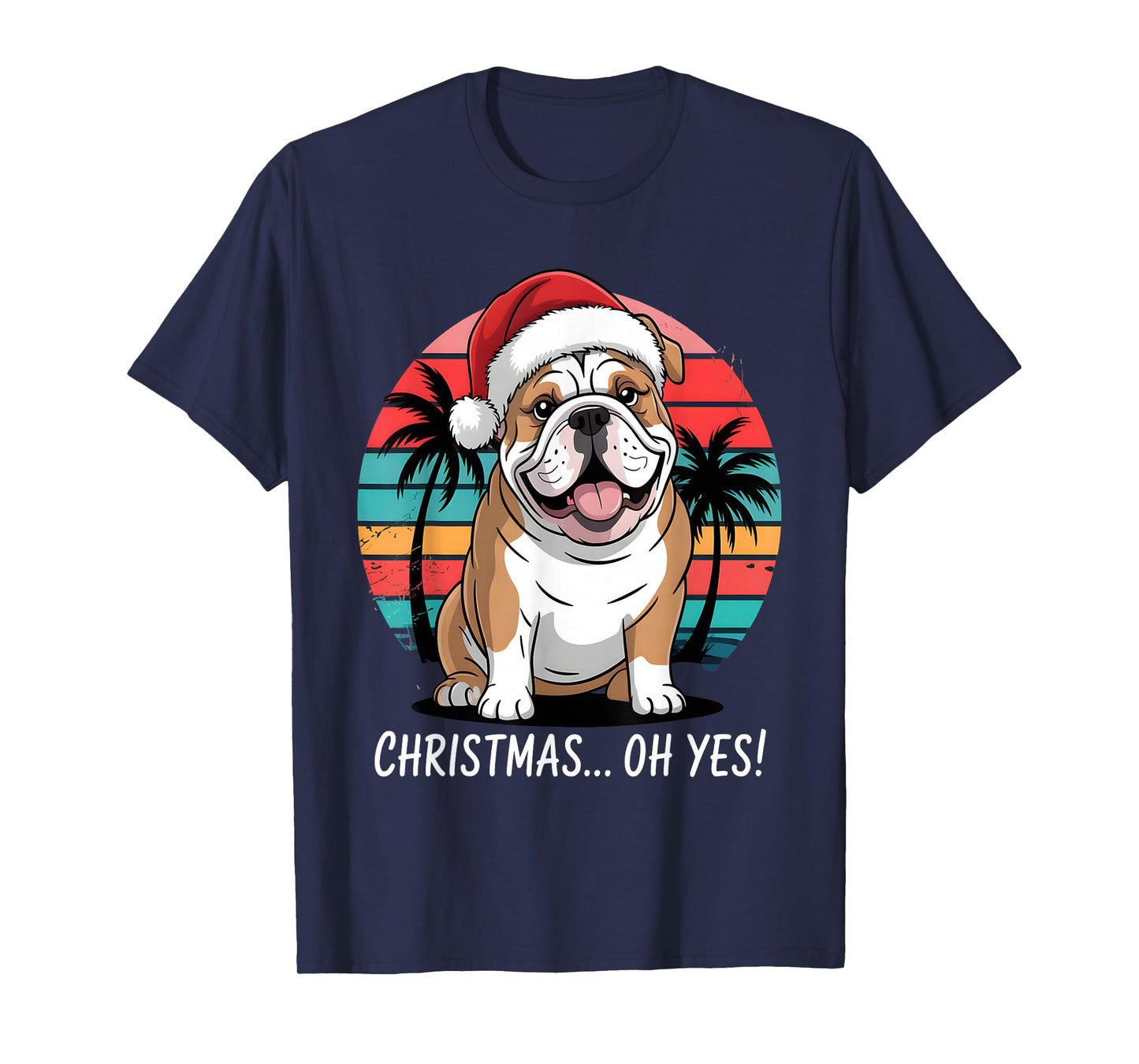 Funny Father Christmas Xmas British Bulldog Party Costume T-Shirt