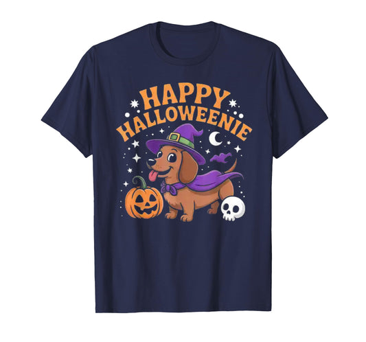 Dachshund Weiner Dog Witch Happy Halloweenie T-Shirt