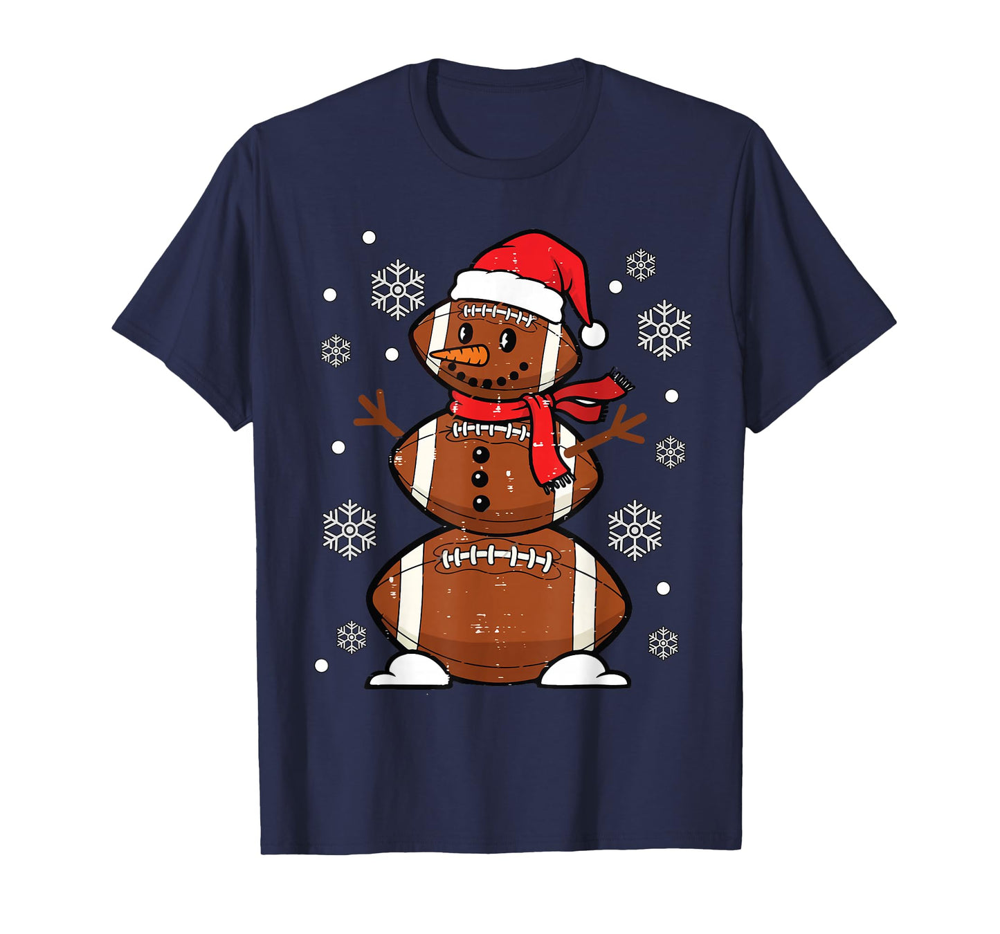 Funny Football Snowman Christmas Santa Men Women Kid T-Shirt