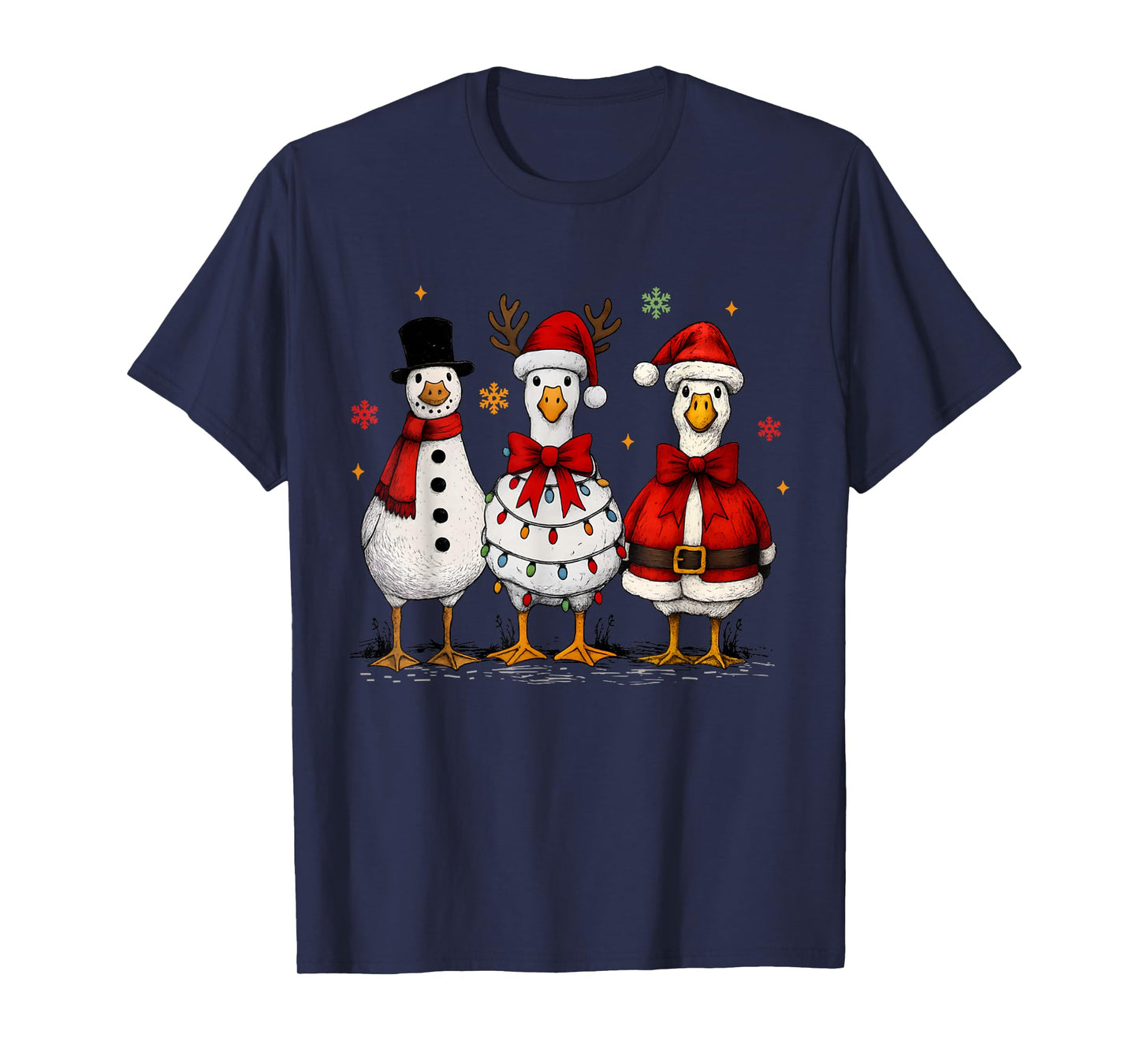 Vintage Funny Silly Goose Santa Christmas Holiday Cute Xmas T-Shirt