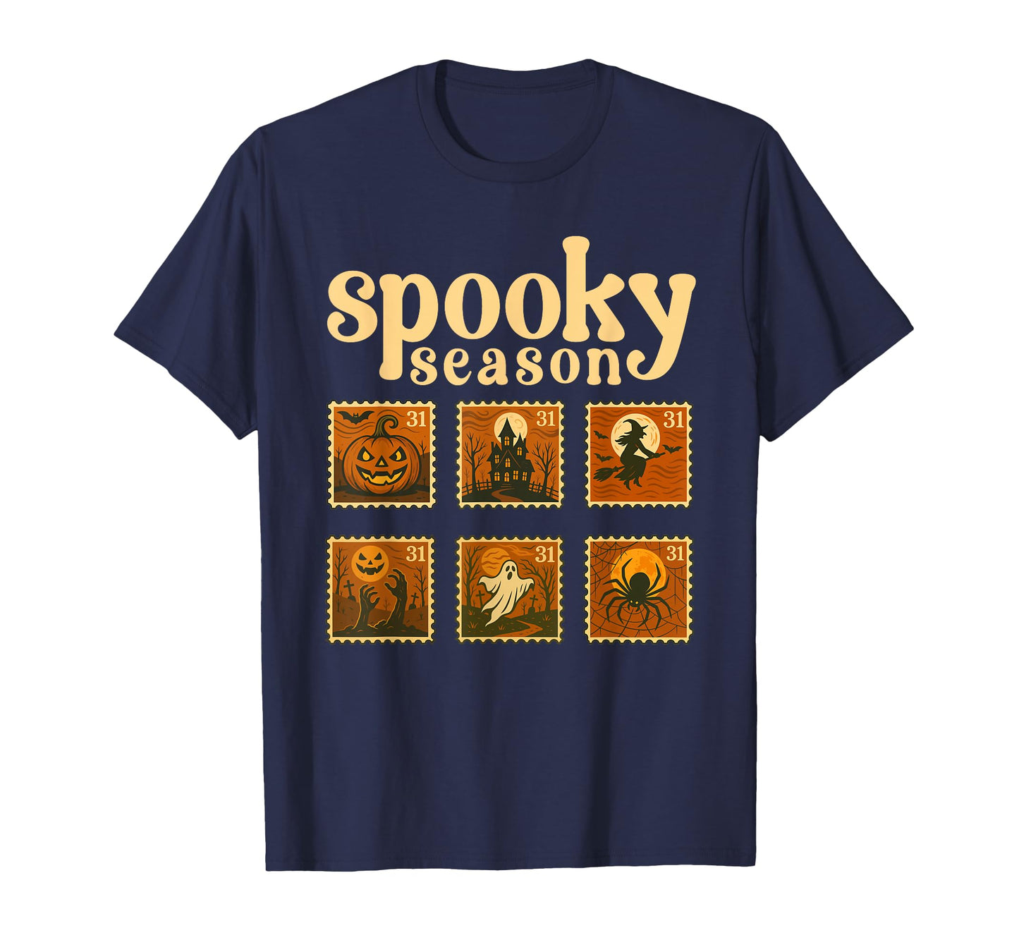 Vintage Halloween Postage Stamps Spooky Art T-Shirt