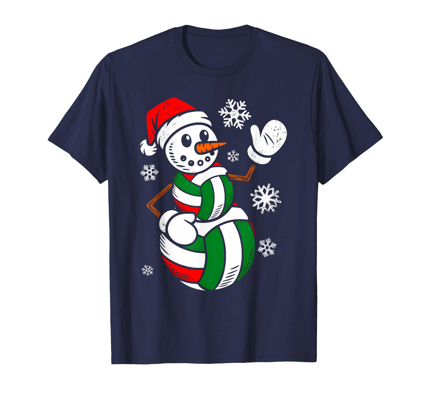 Volleyball Santa Hat Snowman Xmas Funny Volleyball Christmas T-Shirt