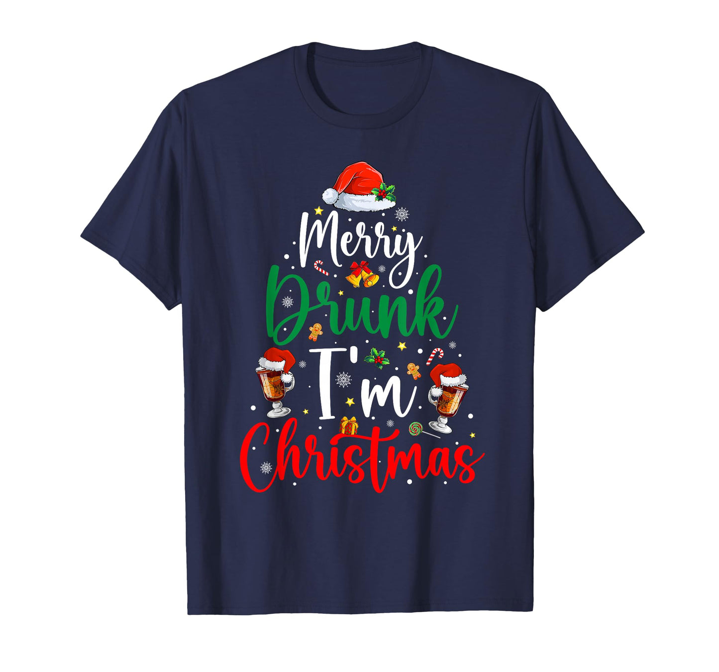 Merry Drunk I'm Christmas Funny Santa Joke Xmas Mulled Wine T-Shirt