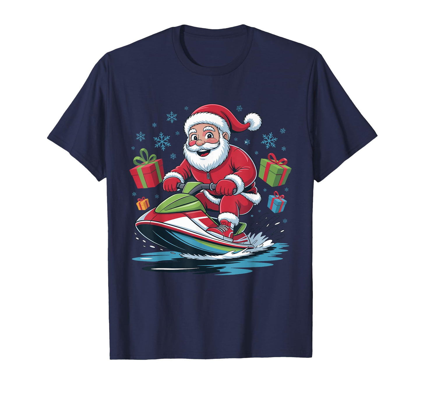 Santa Jet Skiing Funny Holiday Christmas Xmas Pajama T-Shirt