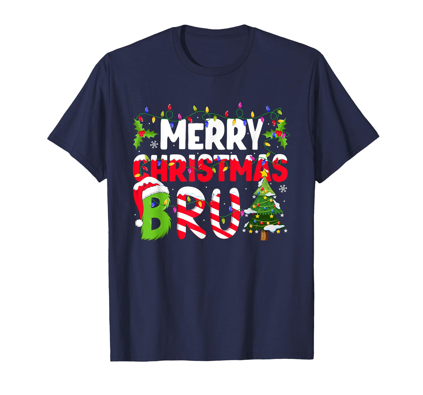 Merry Christmas Bruh Funny Christmas Men Boys Brother Xmas T-Shirt