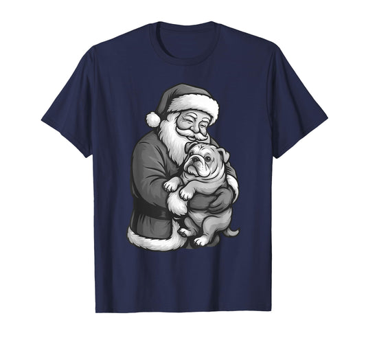 English Bulldog Santa Claus Christmas Dog Lover T-Shirt