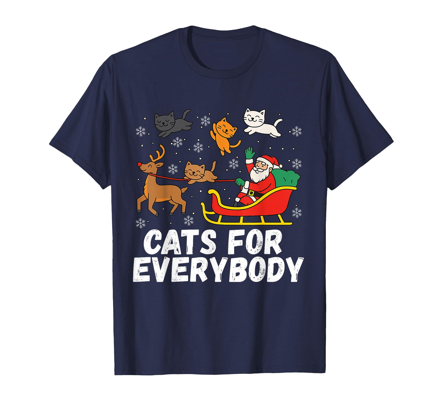 Cats for Everybody Christmas Cat Funny Xmas Women Santa T-Shirt