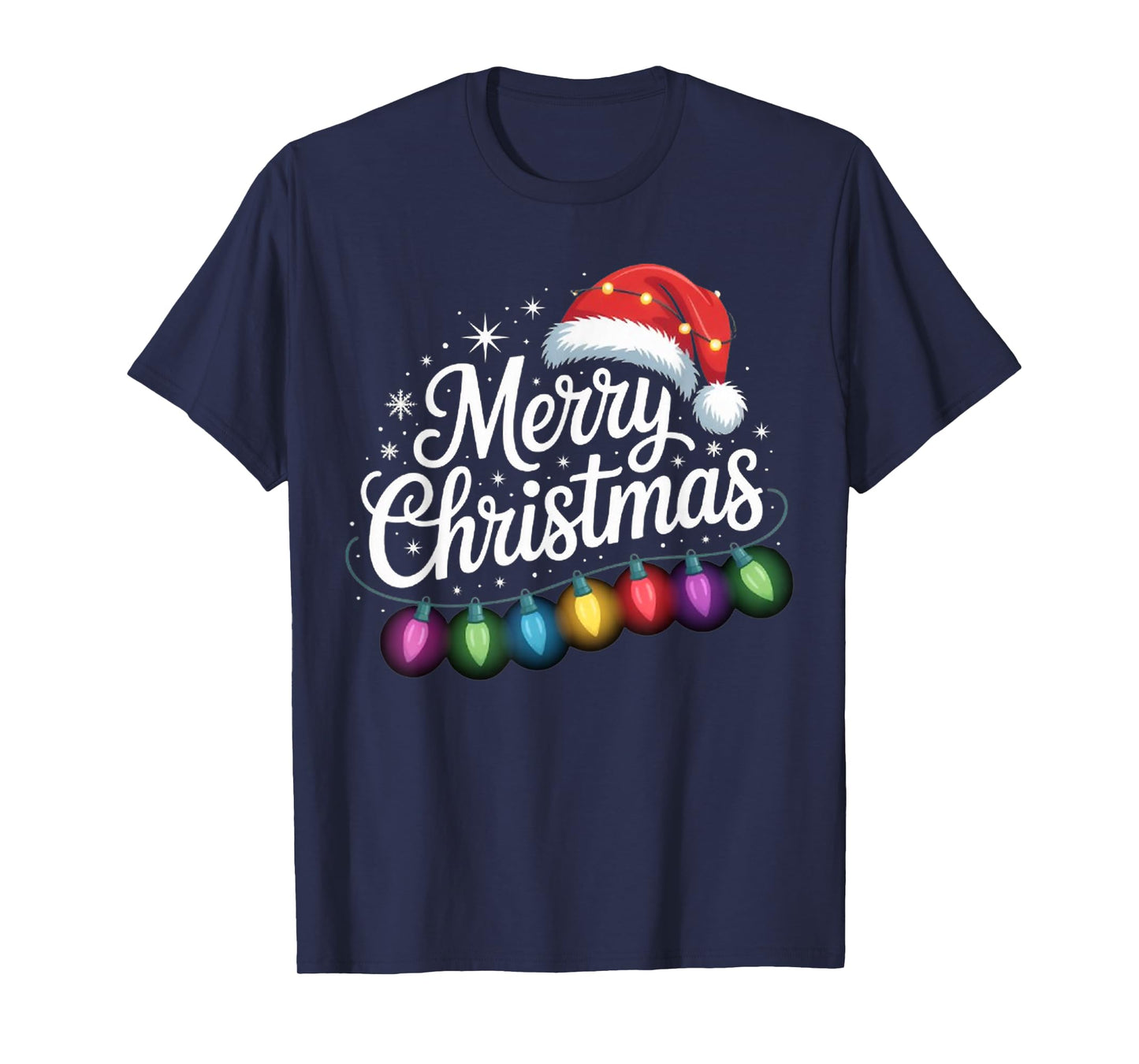 Funny Christmas Lights Santa Hat Merry Xmas Holiday Family T-Shirt