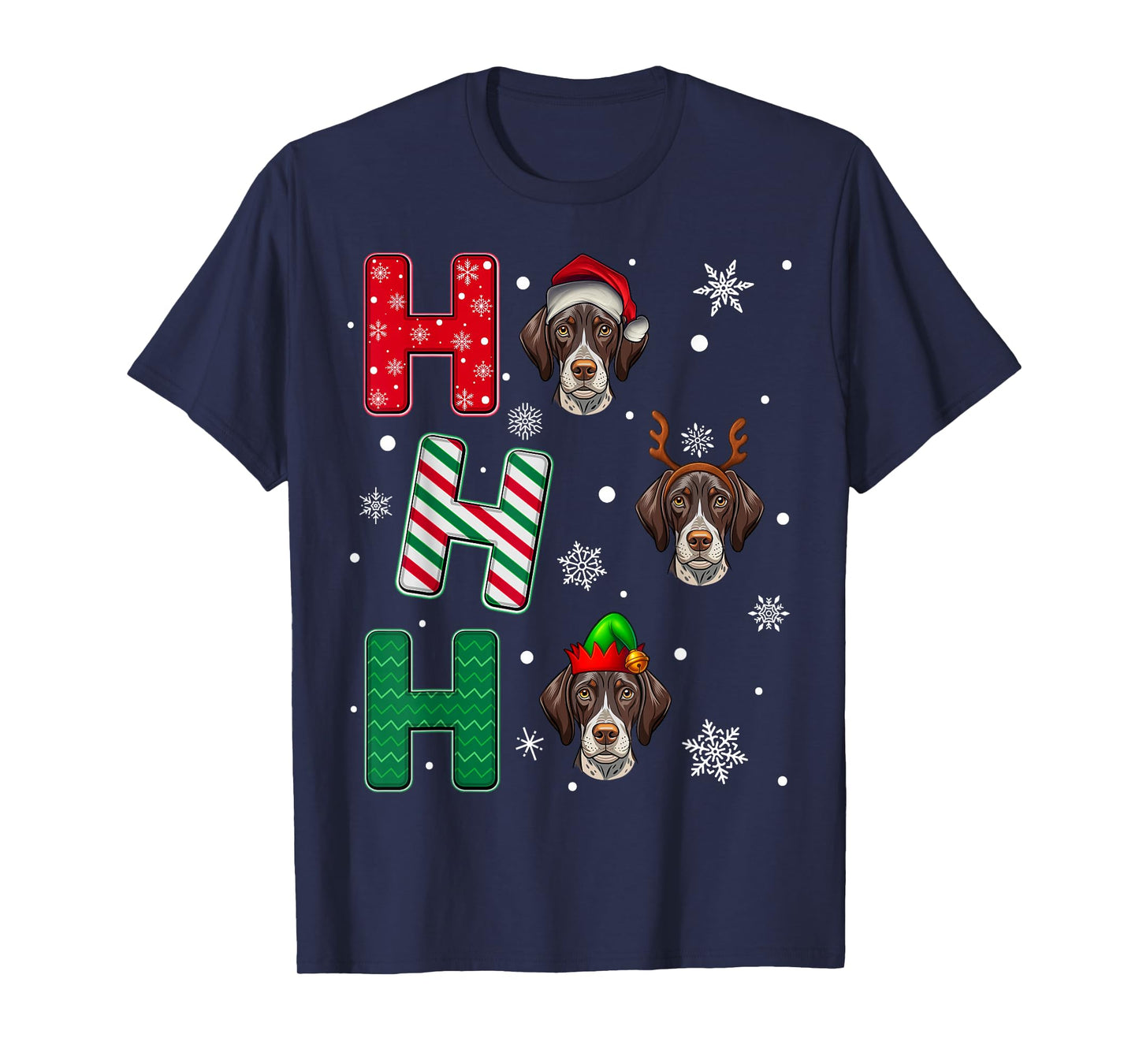 Ho Ho Ho German Shorthaired Pointer Dog Christmas Santa Elf T-Shirt