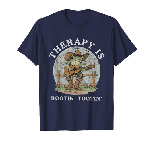 Therapy Is Rooting Tooting Vintage Western Behavior Therapy T-Shirt
