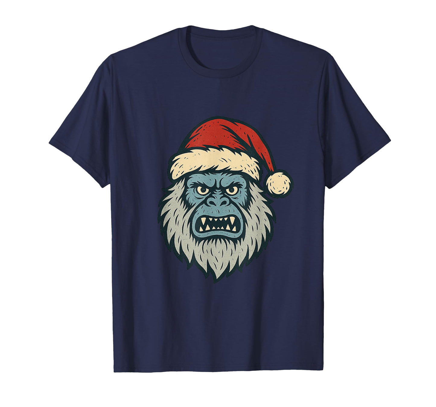 Yeti Abominable Snowman Santa Hat Christmas Design T-Shirt