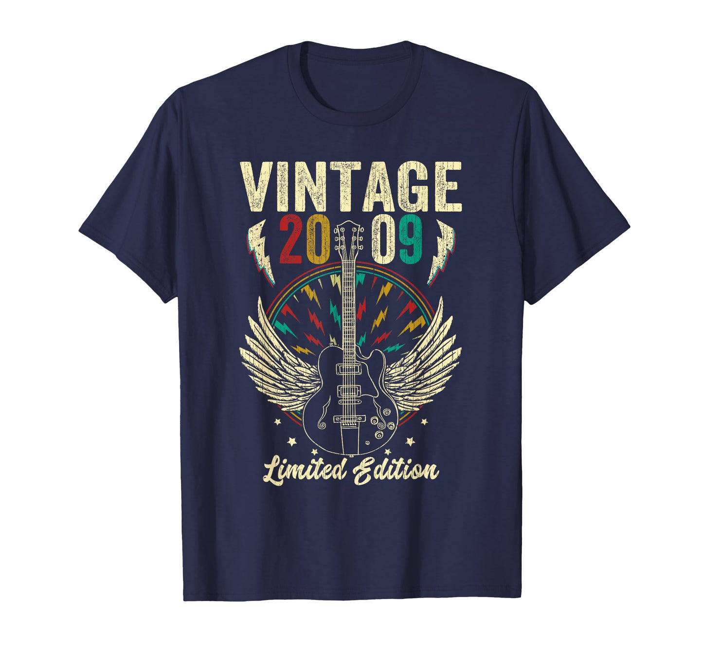 Vintage Born In 2009 16th Birthday Gifts 16 Years Old Guitar T-Shirt