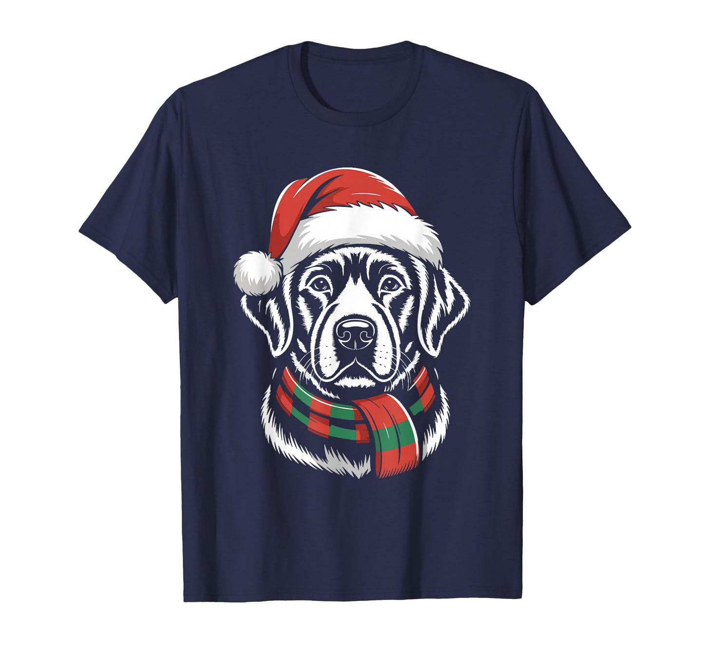 Labrador Dog Xmas Santa Hat Scarf Christmas Costume T-Shirt