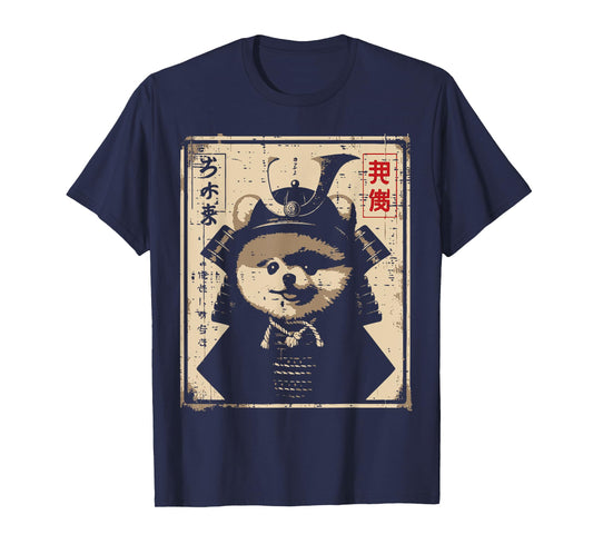 Japanese Dog Pomeranian Samurai Cute Ukiyoe Women Men Kids T-Shirt