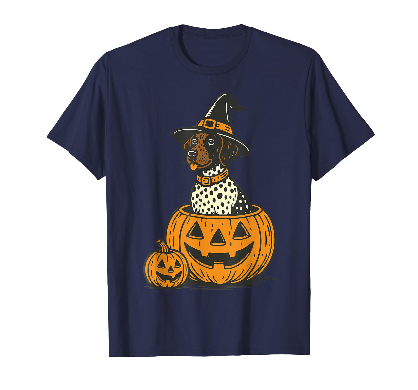 Halloween Shorthaired Pointer Dog in Pumpkins Spooky Vibes T-Shirt