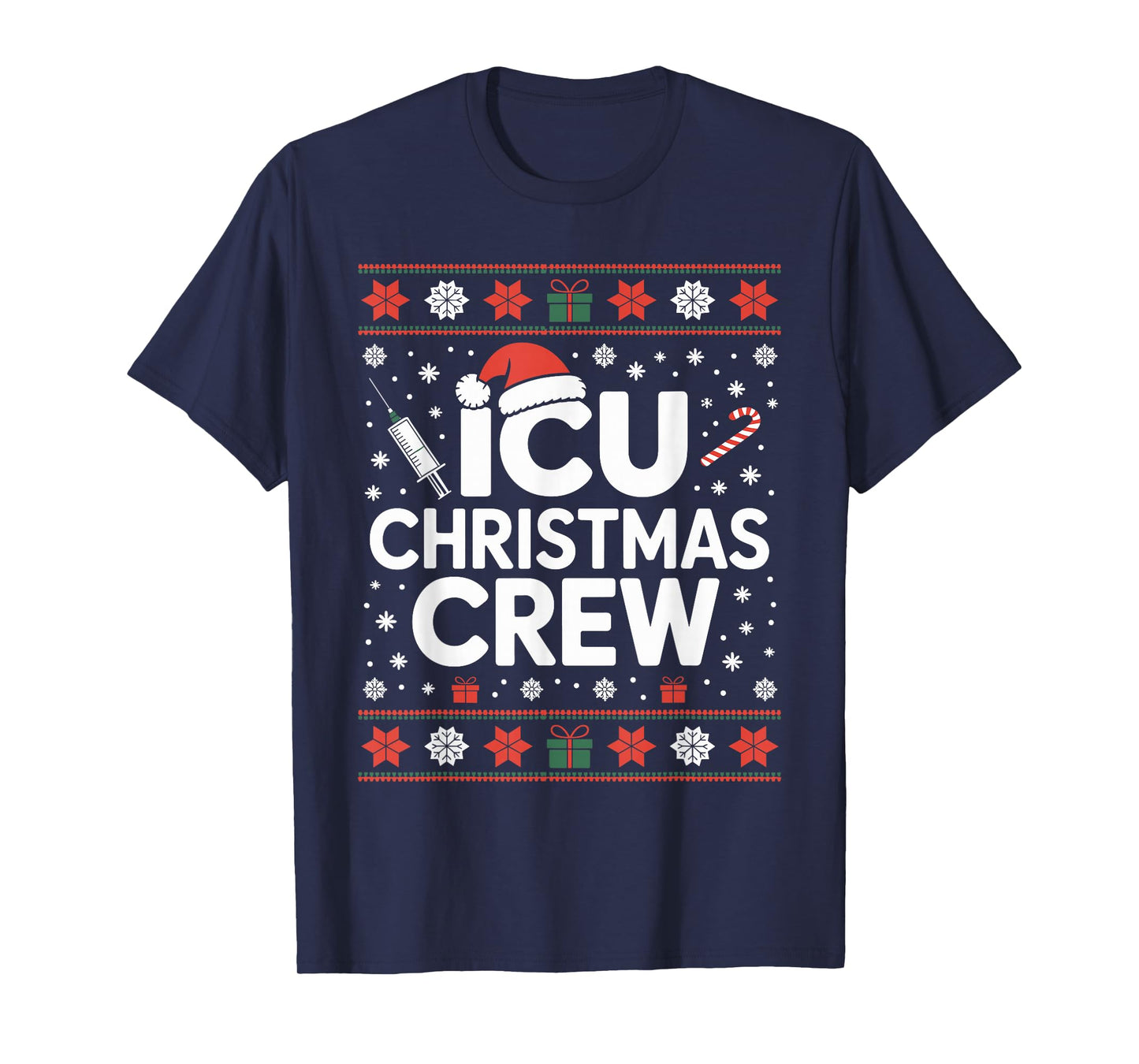 ICU Nurse Ugly Christmas Sweater Critical Care Xmas Nursing T-Shirt