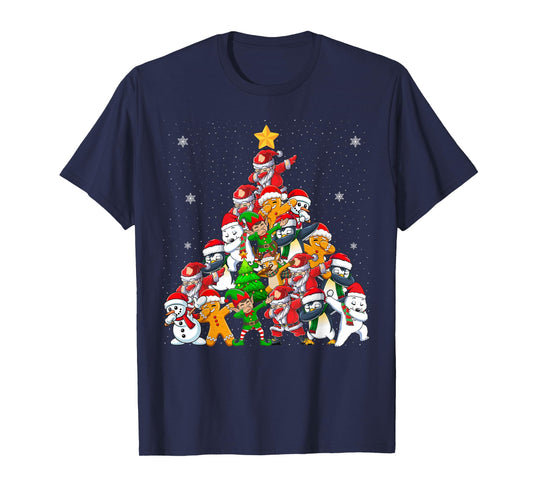 Dabbing Santa Elf Christmas Tree Lights Boy Kids Xmas Dab T-Shirt