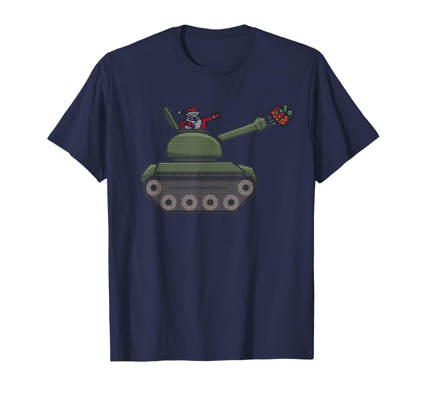 Santa Clause Giving Gift Using Tank Funny Ugly Design T-Shirt